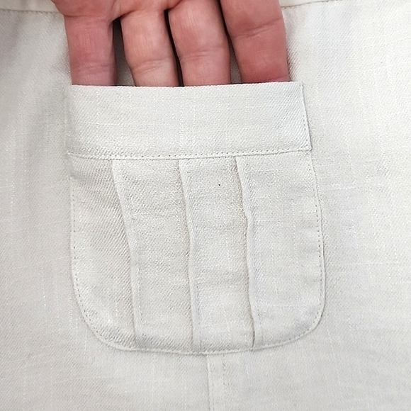 Melanie Lyne Cream Midi A-Line Slit Flowy Lined Cotton Blend Skirt Size 12 - Picture 4 of 15